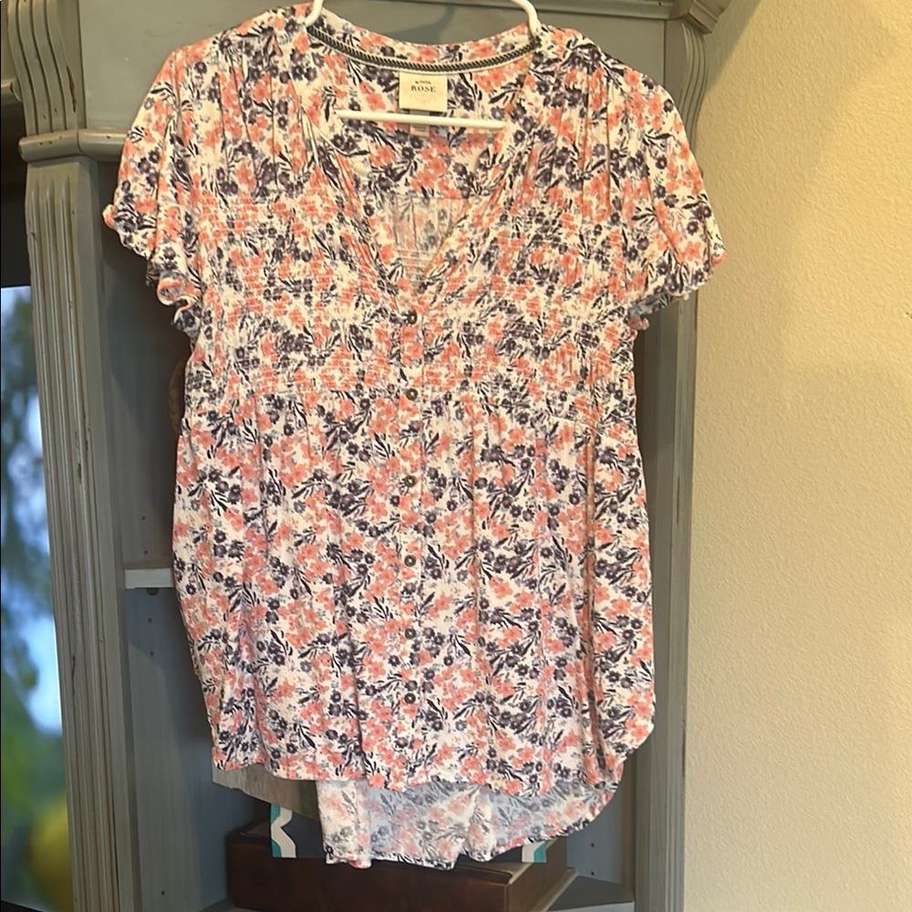 Knox Rose Cream Smocked Blouse with Peter Pan Collar